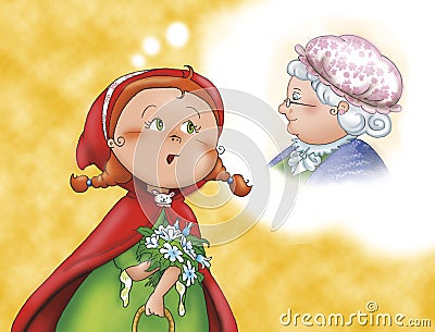 Red Riding Hood and granny Cartoon Illustration