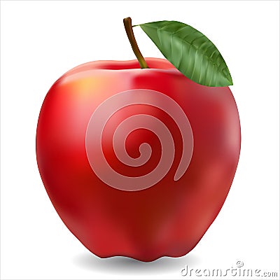 Red ripe apple photorealistic Stock Photo