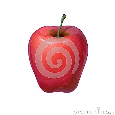 Red ripe juicy apple illustration isolated on white or backdrop. image of tasty bright red fruit. delicious apple icon Cartoon Illustration