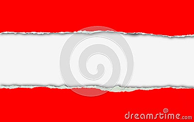 Red ripped paper on white background Stock Photo