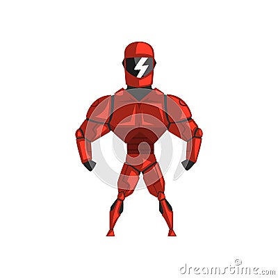 Red robot spacesuit, superhero, cyborg costume vector Illustration on a white background Vector Illustration
