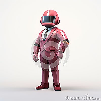 Toonami-inspired 3d Model Of A Man In A Red Suit Stock Photo