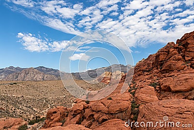 Red Rock Canyon - Close up view of rock formation of Aztec sandstone slickrock rock formation on the Calico Hills Tank Trail Stock Photo
