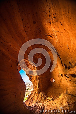 Red rock cavern Stock Photo