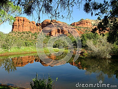 Red rock reflection in Sedona Arizona Stock Photo