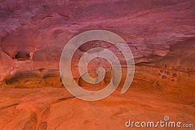 Red rock wall with formations in the Valley of Fire, USA Stock Photo