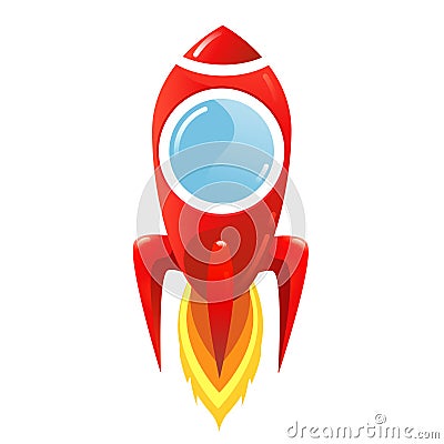 Red rocket flying vector illustration isolated on white Vector Illustration
