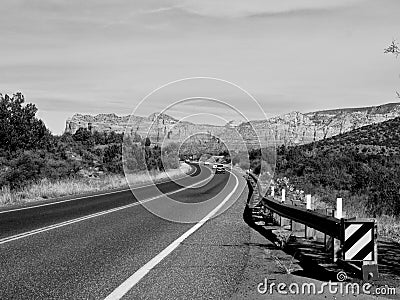 Red Rocks near Sedona Arizona BW Editorial Stock Photo