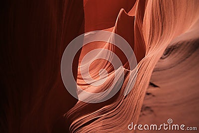 The red rocks stalagmites shapes in the wild Antelope Canyon Stock Photo