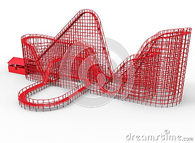 Red roller coaster Cartoon Illustration