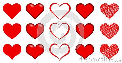 Red Romantic Heart - Vector Art Collection Vector Illustration