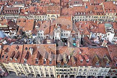 Red roofs in Bern the capital of Switzerland city landscape Stock Photo