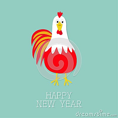 Red Rooster bird. 2017 Happy New Year symbol Chinese calendar. Vector Illustration