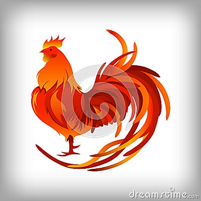 Red rooster. Happy Chinese new year 2017. Vector Vector Illustration