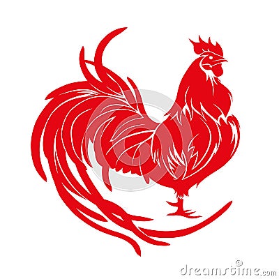 Red rooster. Happy Chinese new year 2017. Vector Vector Illustration
