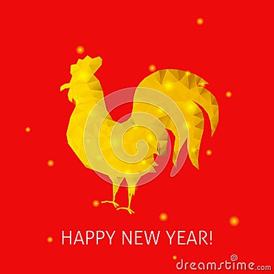 Red Rooster Happy New Year Vector Illustration