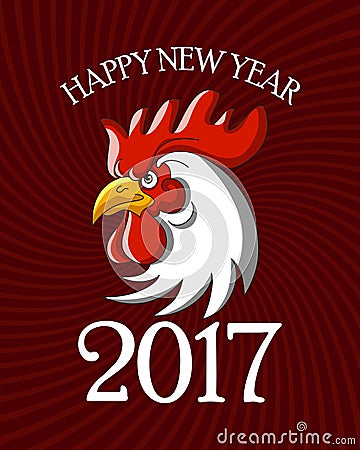 Red Rooster symbol of new year 2017 on the Chinese calendar.Vector illustration. Vector Illustration