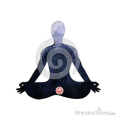 Red root chakra human lotus pose yoga, abstract inside your mind Cartoon Illustration