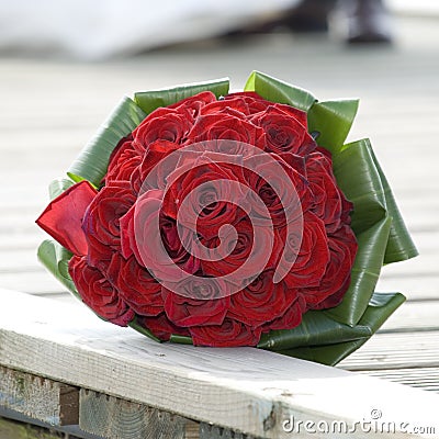 Red rose bridal bouquet Stock Photo