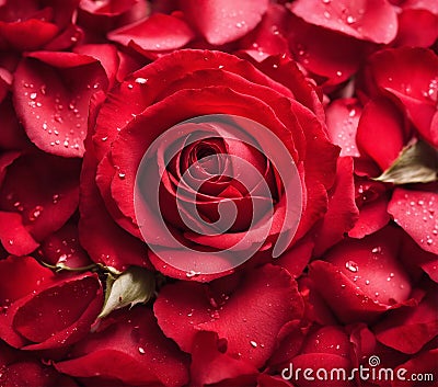 Red Rose Buds Flower. Rose Petals. Generative Ai. Ai Stock Photo