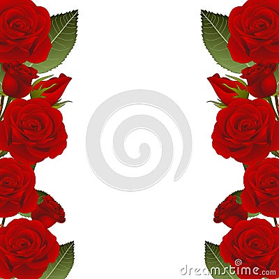 Red Rose Flower Frame Border. isolated on White Background. Vector Illustration Vector Illustration