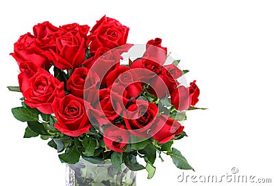 Red rose flower on white background. Stock Photo