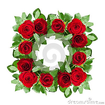 Red rose flowers frame Stock Photo