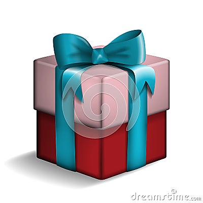 Red and rose gift box. Vector Illustration