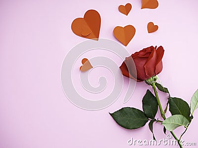 Red rose with have heart red paper Stock Photo