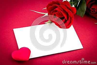 Red rose and Heart Stock Photo