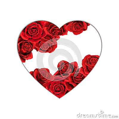 Red rose design as heart form cutoff Vector Illustration