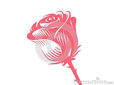 Red rose - vector illustration, emblem on white background Vector Illustration