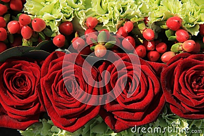 Red rose wedding arrangement Stock Photo