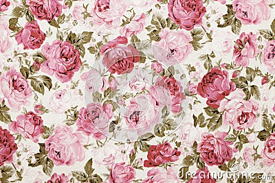 Red rose on white fabric background, Fragment of colorful retro Stock Photo