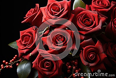 Red roses in a beautifully arranged composition, valentine, dating and love proposal image Stock Photo