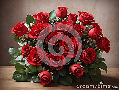 Red roses flowers bouquet love gift HD wallpaper Stock Photo