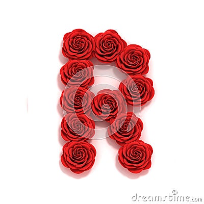 Red roses font letter R Cartoon Illustration