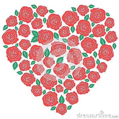 Red roses heart design Vector Illustration