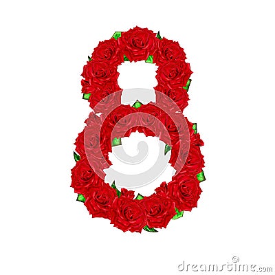 Red roses are laid out in a figure of eight on a white background.Vector illustration Vector Illustration