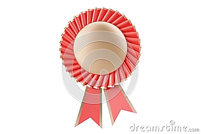 Red rosette winning award, prize, medal or badge with ribbons. 3 Stock Photo