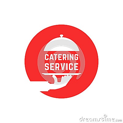 Red round catering service logo Vector Illustration