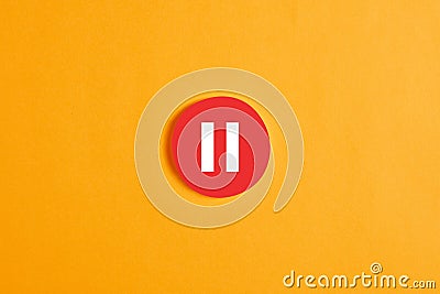 Red round circle with a pause button or icon Stock Photo