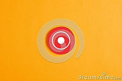 Red round circle with a record rec button or icon Stock Photo