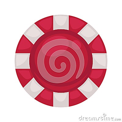 Red round poker chip with striped edge isolated illustration Vector Illustration