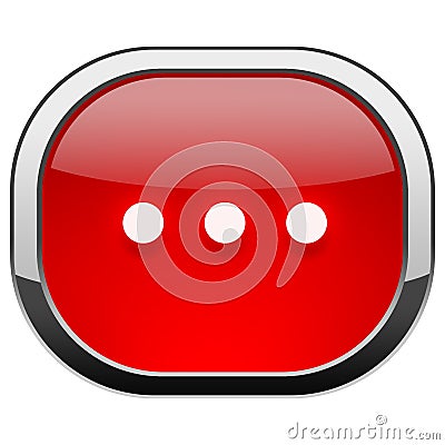 Red rounded square button - Three dots horizontal Stock Photo