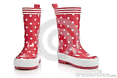 Red rubber boots Stock Photo