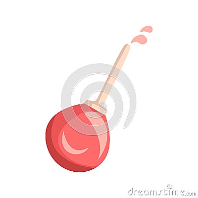 Red Rubber Enema, Part Of Doctor Of Medicine Equipment Set Isolated Object Vector Illustration