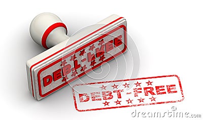 Debt free. Seal and imprint Stock Photo
