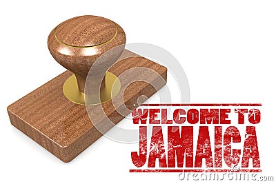 Red rubber stamp with welcome to Jamaica Stock Photo