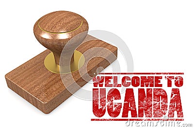 Red rubber stamp with welcome to Uganda Stock Photo